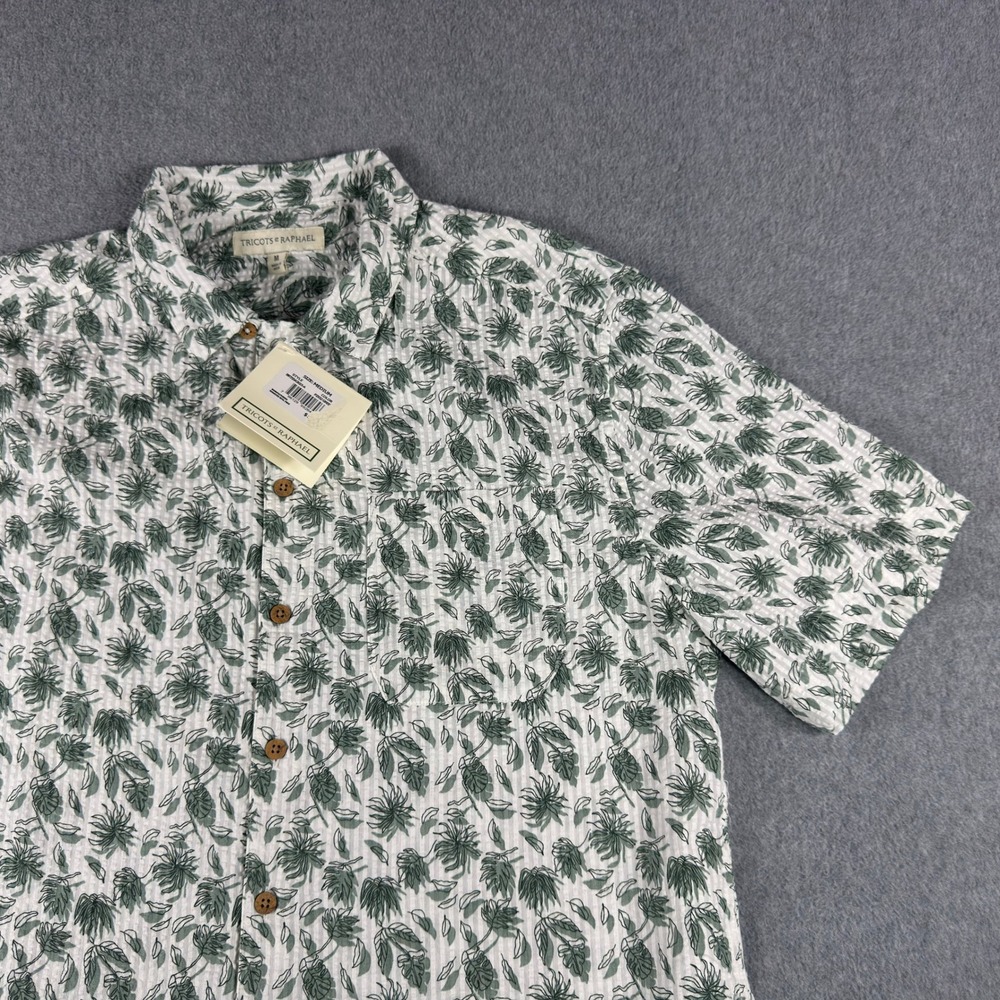 Tricots St Raphael Mens M Floral Button Up Short Sleeve Casual Shirt‎